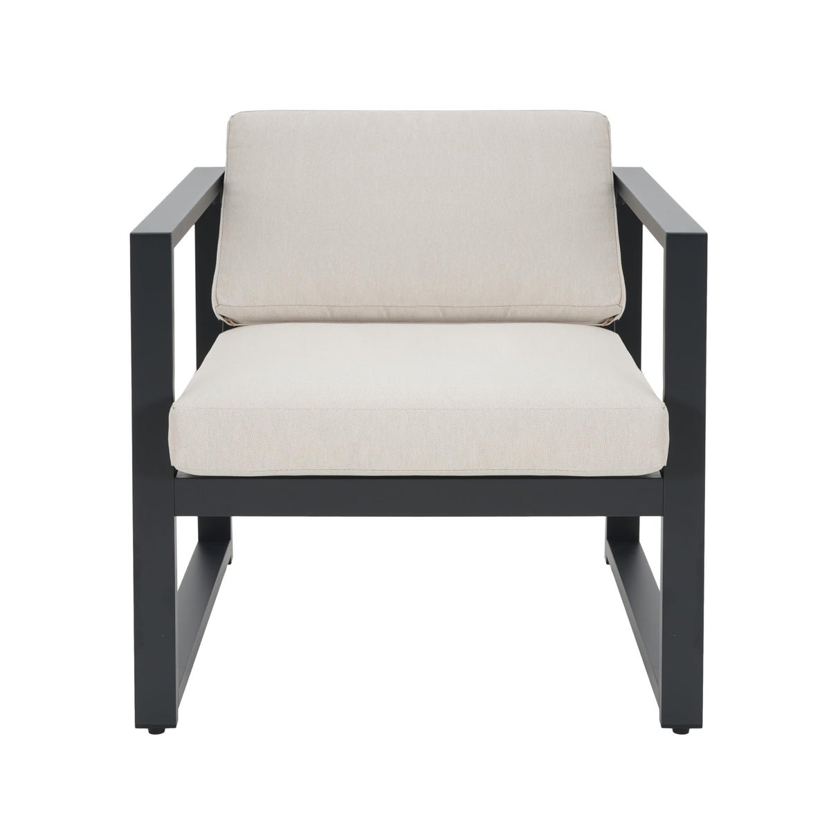 Christopher Knight Home Tundr Outdoor 4 Seater Chat Set with Coffee Table, Patio Conversation Sets, Sectional Aluminum Furniture Set with Cushions, 2 Chairs and Loveseat Set, Black Finish + Beige Christopher Knight Home