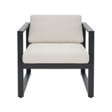 Christopher Knight Home Tundr Outdoor 4 Seater Chat Set with Coffee Table, Patio Conversation Sets, Sectional Aluminum Furniture Set with Cushions, 2 Chairs and Loveseat Set, Black Finish + Beige Christopher Knight Home