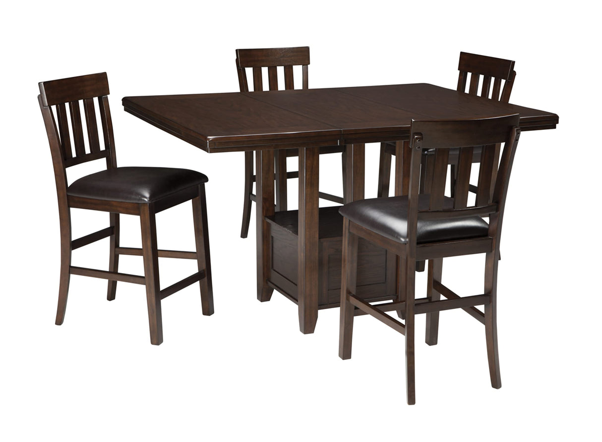 Signature Design by Ashley Haddigan Traditional Rectangular 36" Counter Height Dining Extension Table, Dark Brown Signature Design by Ashley