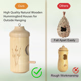 Hummingbird House - Natural Wooden Hummingbird Houses for Outside Hanging, Gardening Gifts Home Decoration 3 Packs OROGHT