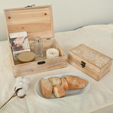 DECOR4SEASON Rustic Farmhouse Wooden Box Set of 2, Handcrafted Pine Wood with Hinged Lid and Intricate Mandala Carved Design for Home Decor DECOR4SEASON