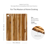 Teakhaus Marine Cutting Board with Juice Groove - Large Rectangle Cutting Board with Corner Hole - Reversible Teak Edge Grain Wood - Knife Friendly - FSC Certified Teakhaus