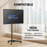 XINLEI Mobile TV Carts, Rolling TV Stand on Wheels for 13-50" Flat/Curved TVs Height Adjustable 30° Tilt Floor TV Stand Portable Monitor Stand Holds up to 44lbs Max VESA 200x200mm ML1350 XINLEI