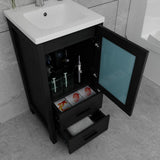 wonline 16" Bathroom Vanity Set, Single Small Bathroom Cabinet with Ceramic Sink, Modern Black Cabinet Vanity with Faucet & Pop Up Drain wonline