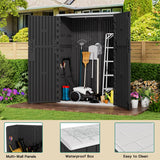 KINYING Outdoor Vertical Storage Shed,57 Cu.ft Outdoor Storage Cabinet Waterproof,Resin Sheds & Outdoor Storage Clearance for Garden,Patio,Backyard,Lockable (Black) KINYING