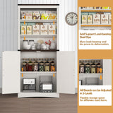 Farmhouse Tall Storage Cabinet with Adjustable Shelves and Barn Doors - 71in White Kitchen Pantry Hlivelood