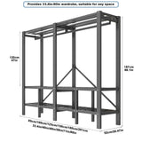 FPIGSHS Heavy Duty Clothes Rack with Magnetic Door 2000LBS Foldable Portable Wardrobe Closet for Hanging Clothing Rolling Garment Rack on Wheels for Bedroom Closet System (C, 71in) FPIGSHS