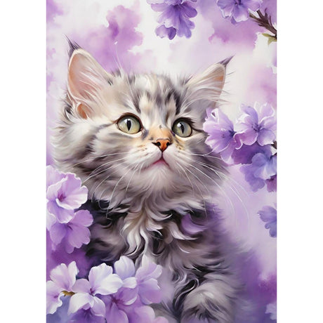 SJUTOUCI Diamond Painting Kits for Adults, Cat in Flower Diamond Art Kits for Beginners, 5D DIY Diamond Bead Dot Art, Full Drill Round Gem Craft Home Decor 12x16 inch SJUTOUCI