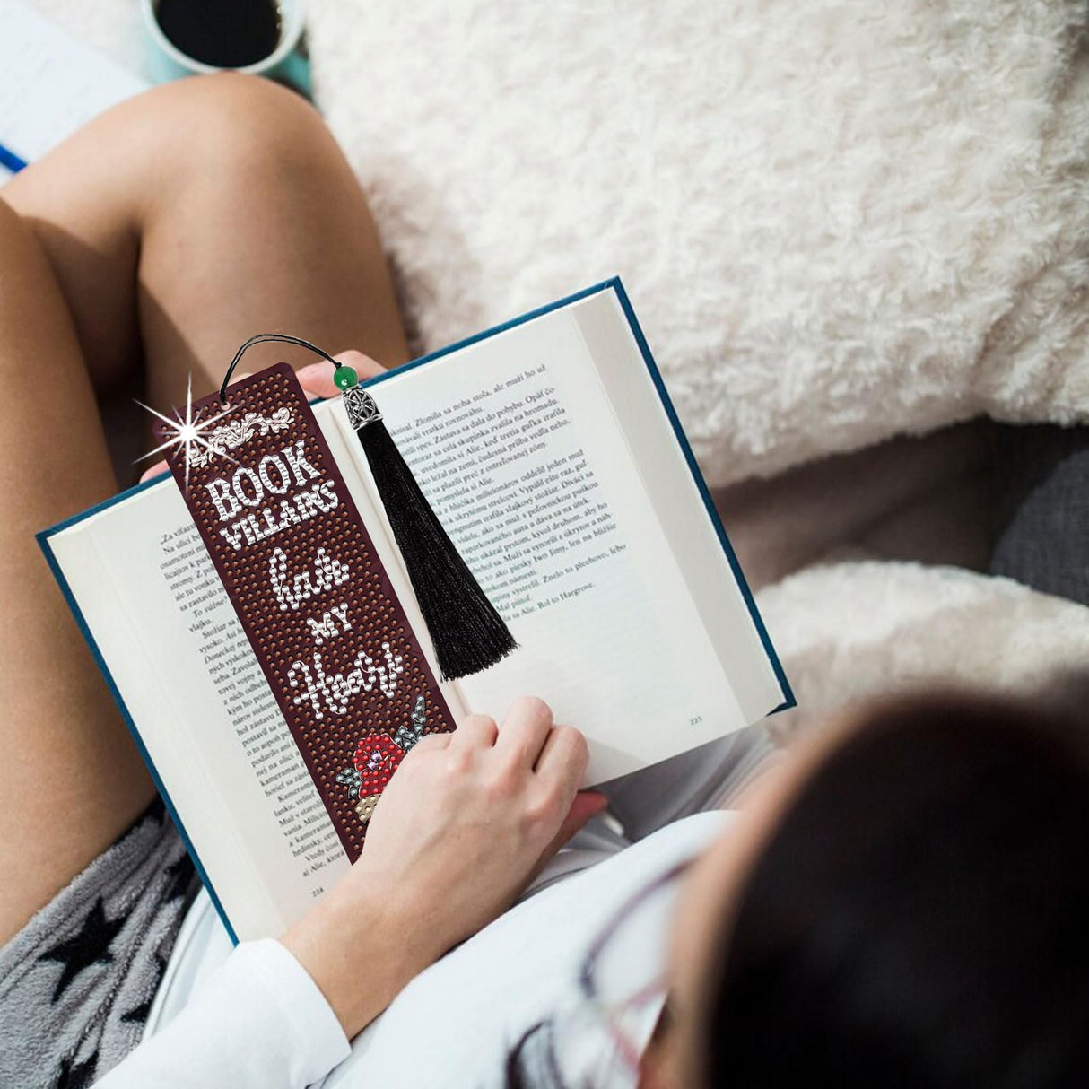 HTTDMY 8PCS Diamond Painting Art Bookmarks,Cute Acrylic Bookmarks Crafts Kits Gifts with Pendants for Adult Women Book Lovers (Dark Romance) HTTDMY