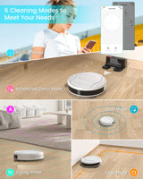 Lefant M210 Pro Robot Vacuum with Powerful Suction, 6 Cleaning Modes, 120 Mins Runtime, Quiet, Self-Charging, Voice Control, Ideal for Pet Hair and Hard Floor, White Lefant