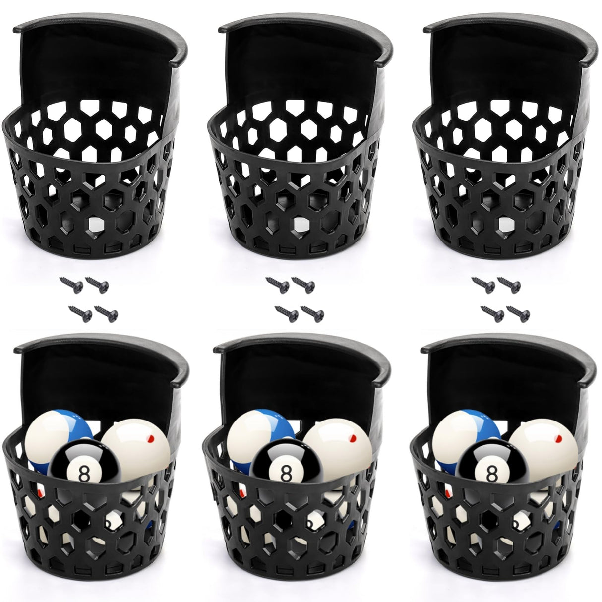 Eorbow 6 Pack Pool Table Pockets, Heavy Duty Billiard Set Including 4 Corner and 2 Side Pockets Eorbow