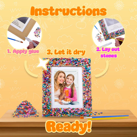 Playbees Kids Picture Frame Mosaic Craft Kit Craft DIY Arts & Crafts for Kids Frame Kit Great Birthday Gifts for 3 4 5 6 7 8 9 10 11 12 Year Old Holiday Christmas Gift for Girls Playbees