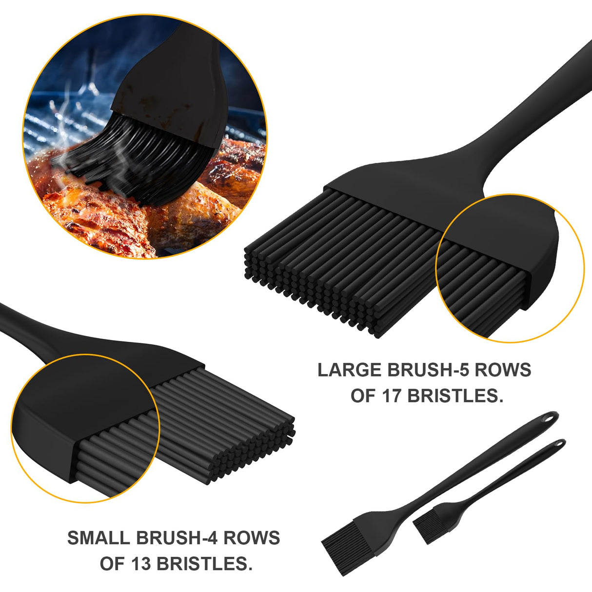 DE LINKAGE Silicone Basting Pastry Brush, Heat Resistant Cooking Brush for Oil and Sauce. BPA Free and Dishwasher Safe (2 Pcs). WoodArtSupply