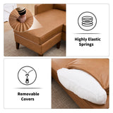 HAOMARKETS Faux Leather L Shaped Couch with Solid Wood Feet, 3-Seater Sofa with Reversible Chaise for Apartment Small Spaces, Sectional Couches for Living Room, Cognac Brown HAOMARKETS