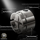 4-Inch Self-Centering Wood Lathe Chuck for Nova, 1" x 8 TPI Thread with 3/4" x 16 TPI Adapter, 4-Jaw Wood Turning Chuck Set Bzcovac