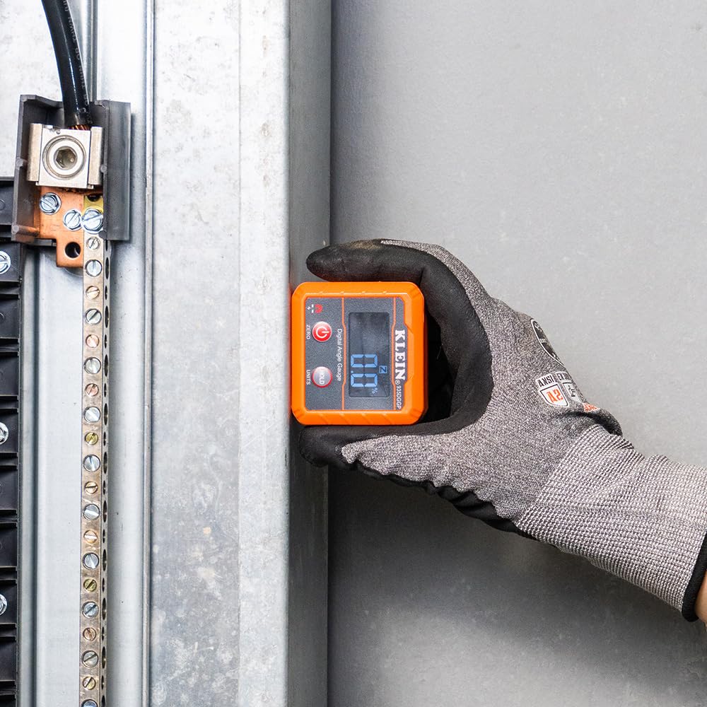 Klein Tools 935DGGP Angle Finder, Digital Gauge with Strong Magnetic Base, Converts Between Degrees, Percent Grade, in/Ft, mm/m Klein Tools