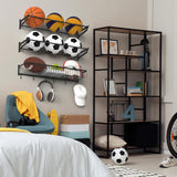 YBING Sports Equipment Organizer with 3 Separate Shelf, Ball Racks for Garage, Garage Sport Equipment Organizer with Hooks,Wall Mount Sports Holder Storage, Black YBING