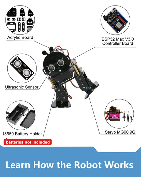 Biped Robot Kit STEM Toys Science Kit for Kids, Bionic Bipedal Robotics Programmable Coding Crafts Set for Arduino ESP32, Birthday Gift for Age 8-12 Boys Girls Teens ACEBOTT