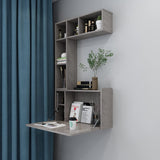 Pmnianhua Floating Desk,Wall Mounted Desk Folding,Hidden Pull Down Desk,Space Saving Desk,Folding Wall Desk for Small Space Apartment Bedroom(Dark Grey) Pmnianhua