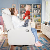 DIFYHOMEY Nursery Swivel Glider Recliner Chair Chenille Upholstered Accent Glider Rocker Recliner with Headrest and Lumbar Support Pillow for Nursery Living Room Bedroom (White) DIFYHOMEY