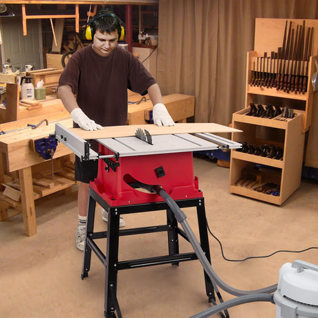 Table Saw, 10 Inch 15A Multifunctional Saw with Stand & Push Stick, 90° Cross Cut & 0-45° Bevel Cut, 5000RPM, Adjustable Blade Height for Woodworking Towallmark