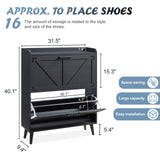 Barnyatoh Shoe Storage Cabinet with 2 Flip Drawers, Farmhouse Hidden Shoe Organizer, Narrow Slim Shoe Rack Cabinet for Entryway Hallway,Black Barnyatoh
