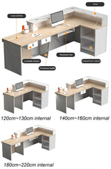 Reception Desk with Counter,Modern Office Reception Counter with Drawer,Front Desk Reception Counter with Light,L-Shaped Wooden Retail Counter Table,Checkout Counter-Easy to Install Generic