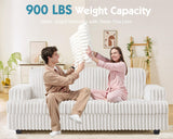 VanAcc 89 Inch Sofa, Modern Couch with Deep Seats, Comfy Sofa with 3 Throw Pillows, Upholstered Couch for Living Room, White VanAcc