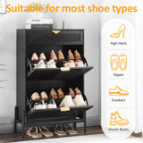 HUSHEDIFY Shoe Cabinet Storage with 2 Flip Drawers, Narrow Hidden Shoes Organizer Cabinet for Entryway, Freestanding Slim Shoe Rack Front Door Entrance(Black) HUSHEDIFY