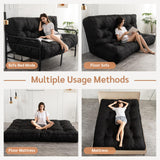YOSHOOT 8 Inches Futon Mattress Full Size, Thick Futons Sofa Couch Bed, Floor Mattress for Adults, Shredded Foam Filling, Medium Firm(Frame Not Included), Black YOSHOOT