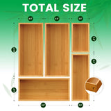 Bamboo Drawer Organizer Set, 5-Piece Storage Trays for Kitchen, Bathroom, Office Desk, Makeup & Junk Drawers,Utensils Bayting
