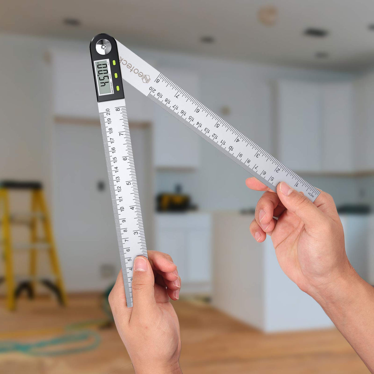 Neoteck Digital Angle Finder Ruler 8 inch/200mm Stainless Steel Digital Protractor with Data Hold Function and Zeroing Resetting LCD Display Electronic Spirit Level Gauge Ruler Neoteck