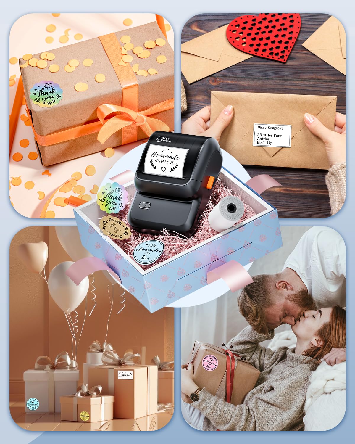 Ponek Label Maker Machine with Tape, M100 Bluetooth Label Printer, Versatile App with 1000 Icons and 300 Templates, 2 Inch Address Label Maker for Small Business, Office, Home, School, Black Ponek