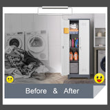 STEELIST Broom Closet, Metal Storage Cabinet with Hanging Rod, 65" Broom Tool Organizer, Metal Cabinet with Doors and Shelves, Tall Cleaning Storage for Home, Office, Garage, Balcony STEELIST