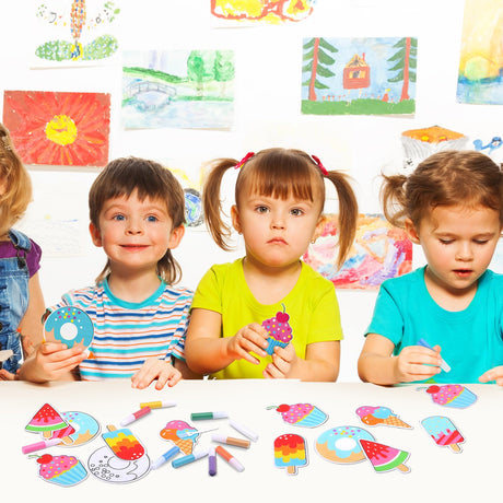 VercanMonth 30 Sets Sand Art Kit Crafts for Kids 30 Sand Art Pictures with 23 Colored Sands DIY Sweet Treat Craft Paintings with Brushes for Children DIY Arts Educational Learning Activity VercanMonth