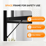 VINGLI Queen Loft Bed with Flat Rungs for Adults, Kids and Young Teens, No Box Spring Required,Heavy Duty Metal Slat Support, Black VINGLI