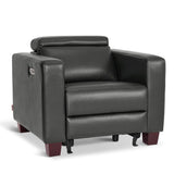 MCombo Zero Wall Recliner Chair, Wall Hugger Power Recliner Chair with Adjustable Headrest, High Wood Leg, USB Charge Ports, for Living Room, Small Spaces, HL128 (Faux Leather, Dark Grey) MCombo
