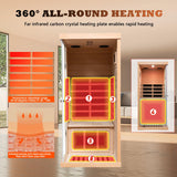 1 Person Infrared Sauna | Far Infrared Home Sauna | 1,060 watt | 6 Low EMF Heaters | Canadian Hemlock | Tempered Glass Door | Indoor Saunas with Red Lamp, Bluetooth, LCD, LED (Random Left/Right) Wizzisauna