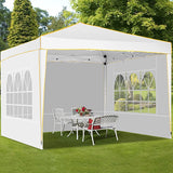 COBIZI 10x10 Pop up Canopy, Canopy Tent 10x10 Gazebos, Ez up Canopy 10x10 for Parties Outdoor Camping Party Event Shelter Sun Shade with 4 Sidewalls & Carry Bag 4 Stakes & Ropes & Sandbags, White COBIZI