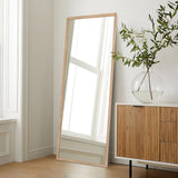 TheiaMo 65"×22" Wooden Full Length Mirror, Floor Mirror with Standing Holder Leaning/Hanging Mirror Wood Frame Large Wall-Mounted Mirror for Bedroom/Living Room, Solid Wood TheiaMo
