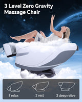 Stylish Massage Chair Full Body Zero Gravity Massage Chair Rocking Sleep Mode SL 3D Yoga Stretch Massage with Heat Wireless Phone Charge Upgraded Calf +11cm 12+ Modes Screen Touch Large Size White G CareTech