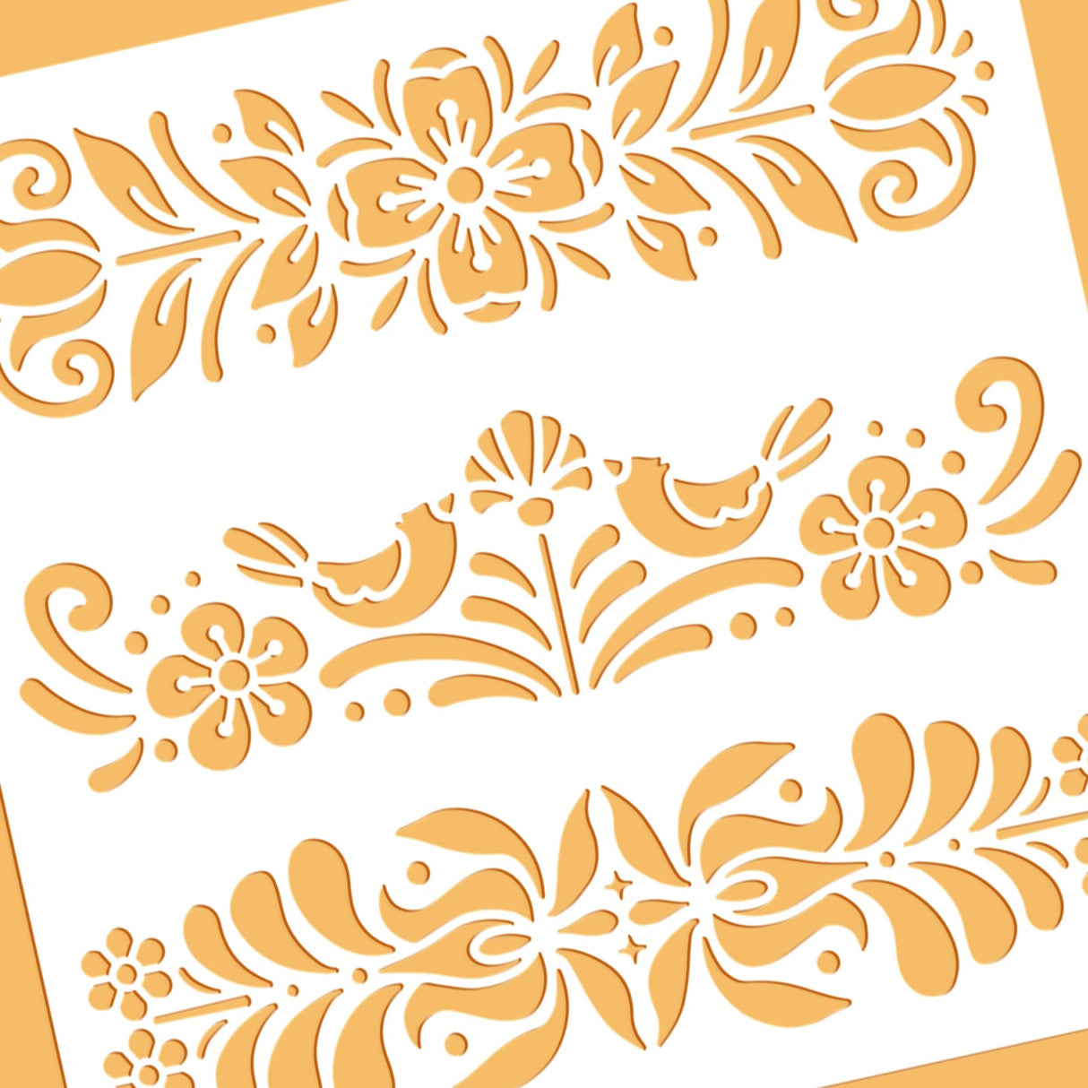BENECREAT Plastic Folk Decorative Painting Stencil Templates, 12x12inch Floral Pattern Scandinavian Style Reusable Drawing Stencils for DIY Art Craft Wall Canvas Furniture BENECREAT