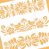 BENECREAT Plastic Folk Decorative Painting Stencil Templates, 12x12inch Floral Pattern Scandinavian Style Reusable Drawing Stencils for DIY Art Craft Wall Canvas Furniture BENECREAT