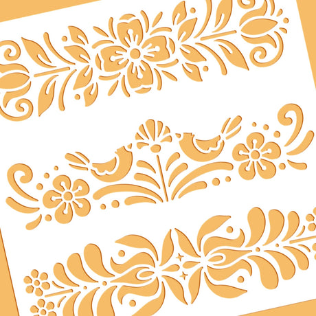 BENECREAT Plastic Folk Decorative Painting Stencil Templates, 12x12inch Floral Pattern Scandinavian Style Reusable Drawing Stencils for DIY Art Craft Wall Canvas Furniture BENECREAT