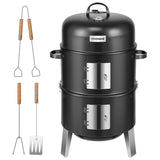 VIVOHOME 3-in-1 Vertical Charcoal Smoker, BBQ Smoker Grill with Built-in Thermometer, Air Vent, and 2 Access Doors, Idea for Parties, Backyard, Barbecues VIVOHOME