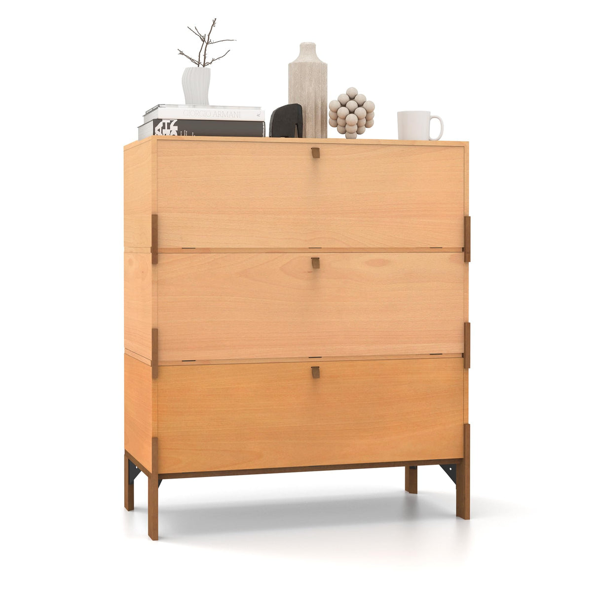 WHOOSPEREH Stackable 3 Drawers Dresser, Customizable Chest of Drawers for Bedroom, Living Room, Closet, Easy Assembly Wood Furnitures Cabinet, 30 inch Width Beech and Basswood Color Combo WHOOSPEREH