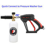 Tool Daily Short Pressure Washer Gun with Foam Cannon, 1/4 Inch Quick Connector, with 5 Pressure Washer Nozzle Tips, 1 Liter Tool Daily