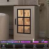 Vabches Makeup Vanity Desk with Sliding Mirror, 41.8'' White Farmhouse Vanity Table with Stool, Jewelry Cabinet & Charging Station, Large Drawer, Visual Cabinet, 3 Lighting Modes, Adjustable Shelves Vabches