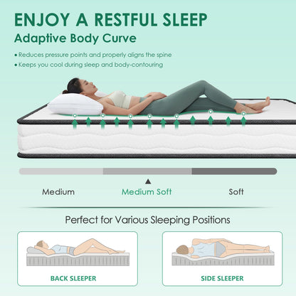 PayLessHere 6 Inch Hybrid Mattress with Innerspring and Foam/Fiberglass Free/Medium Firm Spring Mattress/Full Size Mattress in a Box/CertiPUR-US Certified/Cool Sleep Pressure Relief