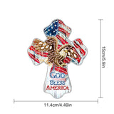 God Bless America Diamond Painting Hanging Ornament - Patriotic Cross with Eagle & American Flag - DIY 5D Diamond Art Kit with Chain - Independence Day Home Decor - Handmade Beaded Sun Catcher Gift AiYuanzsh